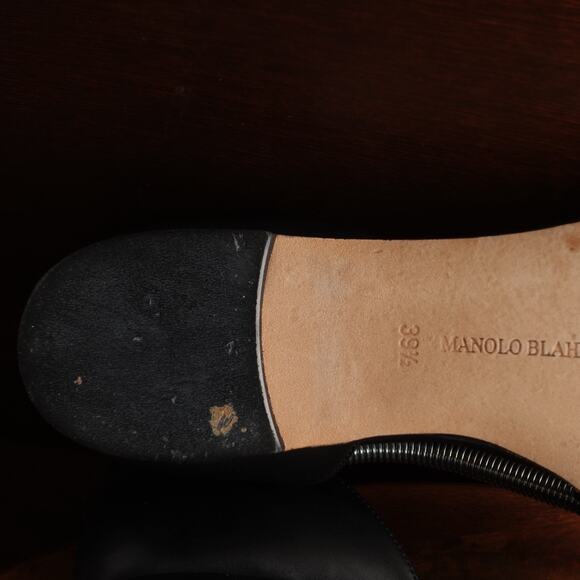 Manolo Blahnik Flats WMS SZ EU 39.5 US 9.5 BLK White Leather D'Orsay Modern Shoe - Picture 9 of 14